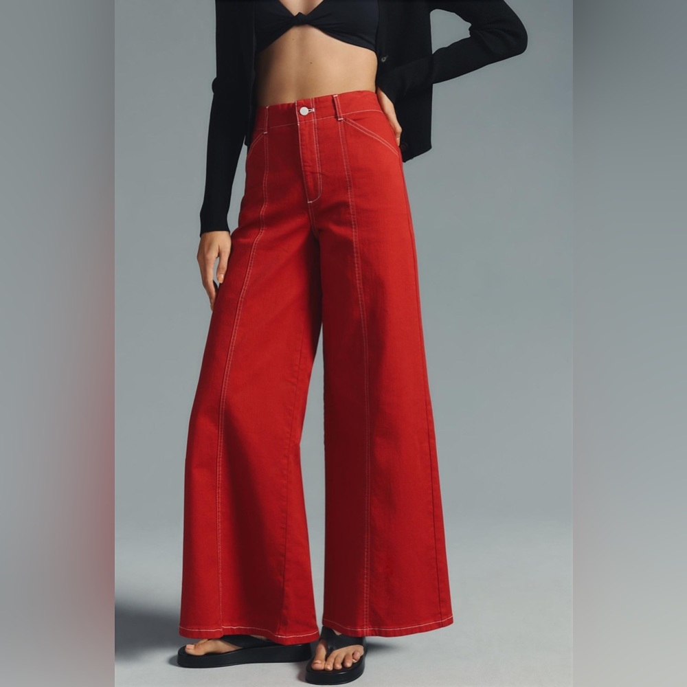 Maeve Seamed Hi Rise Wide Leg Jean